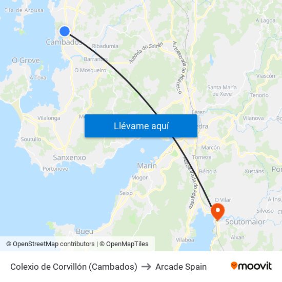 Colexio de Corvillón (Cambados) to Arcade Spain map
