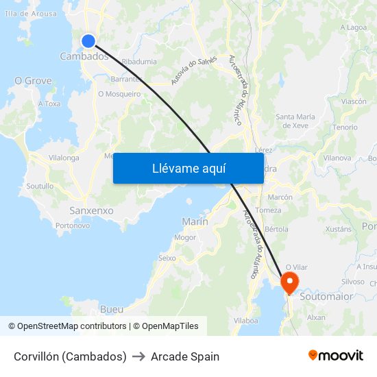 Corvillón (Cambados) to Arcade Spain map