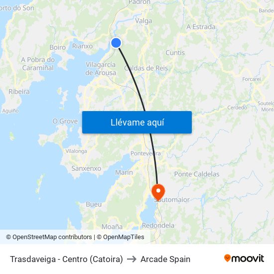 Trasdaveiga - Centro (Catoira) to Arcade Spain map