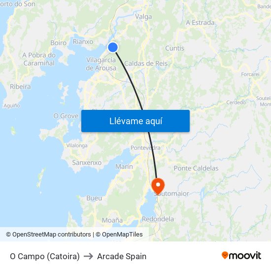 O Campo (Catoira) to Arcade Spain map