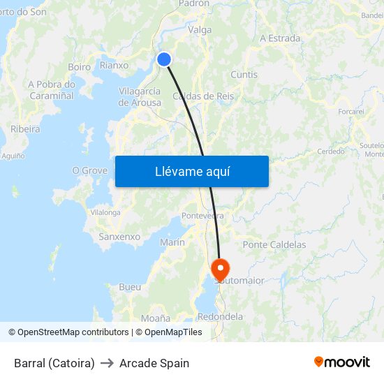 Barral (Catoira) to Arcade Spain map