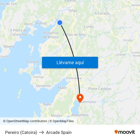 Pereiro (Catoira) to Arcade Spain map