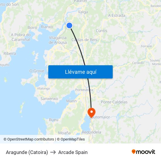 Aragunde (Catoira) to Arcade Spain map