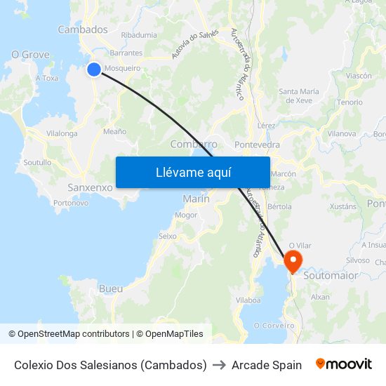 Colexio Dos Salesianos (Cambados) to Arcade Spain map