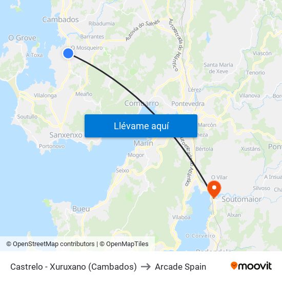 Castrelo - Xuruxano (Cambados) to Arcade Spain map