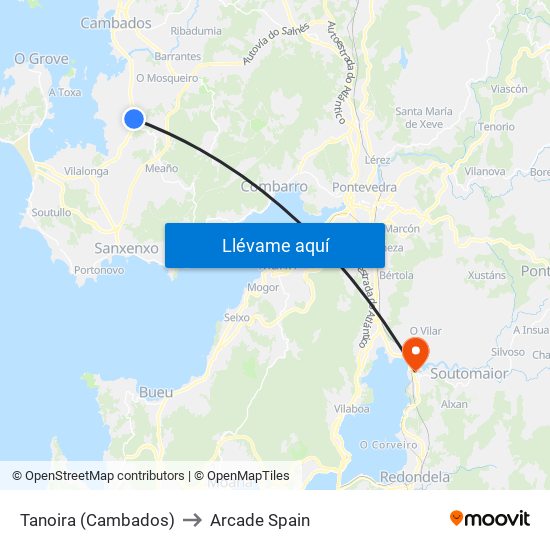 Tanoira (Cambados) to Arcade Spain map