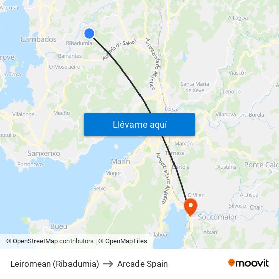 Leiromean (Ribadumia) to Arcade Spain map