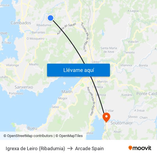 Igrexa de Leiro (Ribadumia) to Arcade Spain map