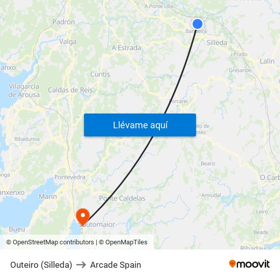 Outeiro (Silleda) to Arcade Spain map