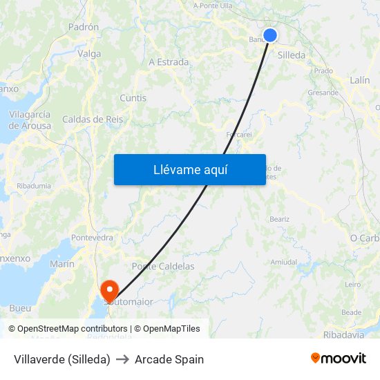 Villaverde (Silleda) to Arcade Spain map