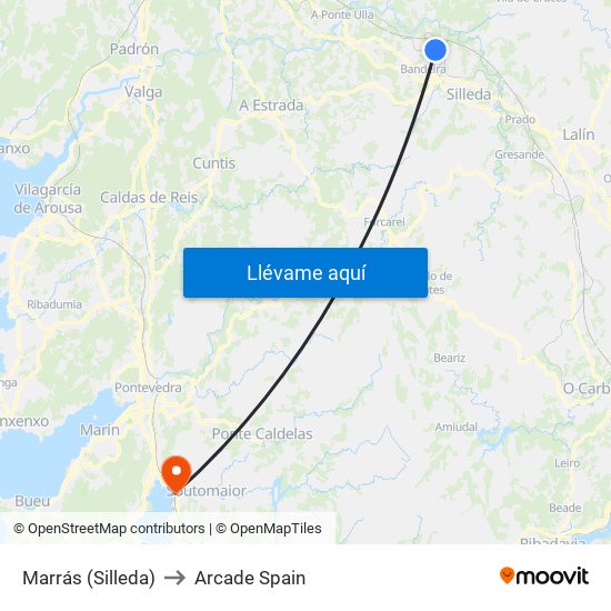 Marrás (Silleda) to Arcade Spain map