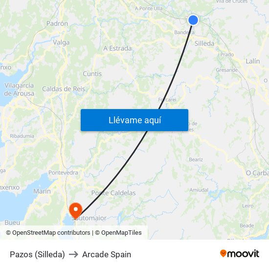 Pazos (Silleda) to Arcade Spain map