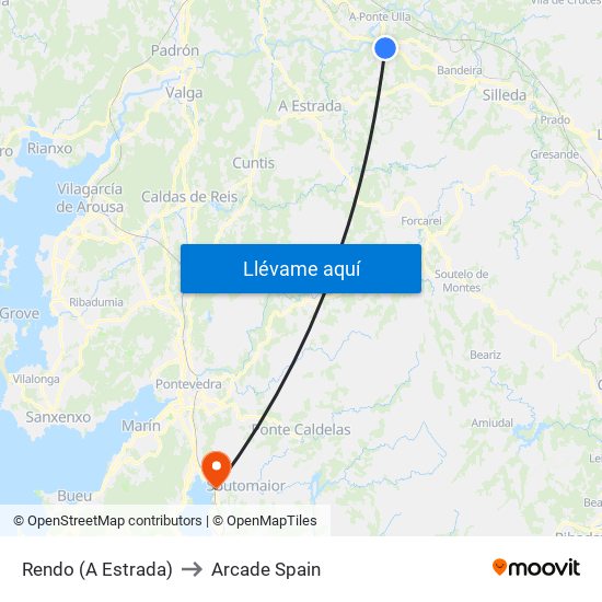 Rendo (A Estrada) to Arcade Spain map