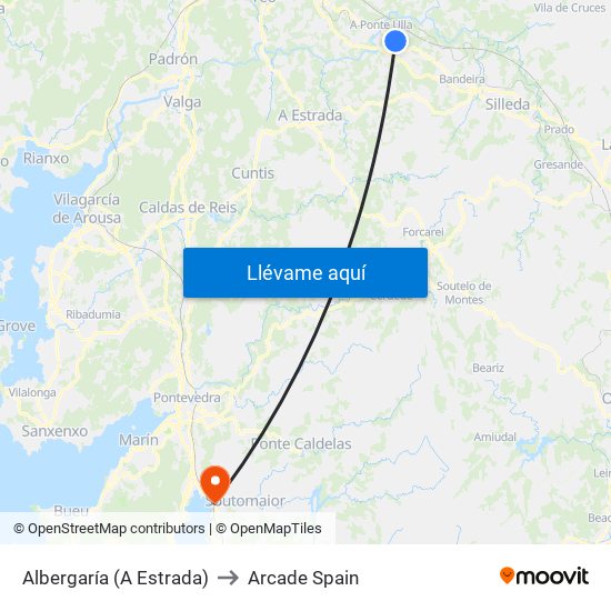 Albergaría (A Estrada) to Arcade Spain map