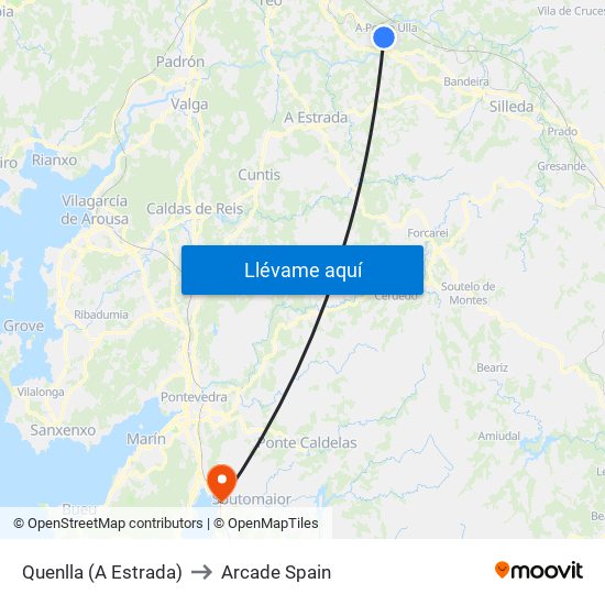 Quenlla (A Estrada) to Arcade Spain map