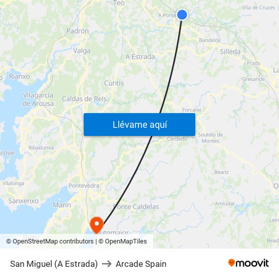 San Miguel (A Estrada) to Arcade Spain map