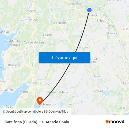 Santifoga (Silleda) to Arcade Spain map