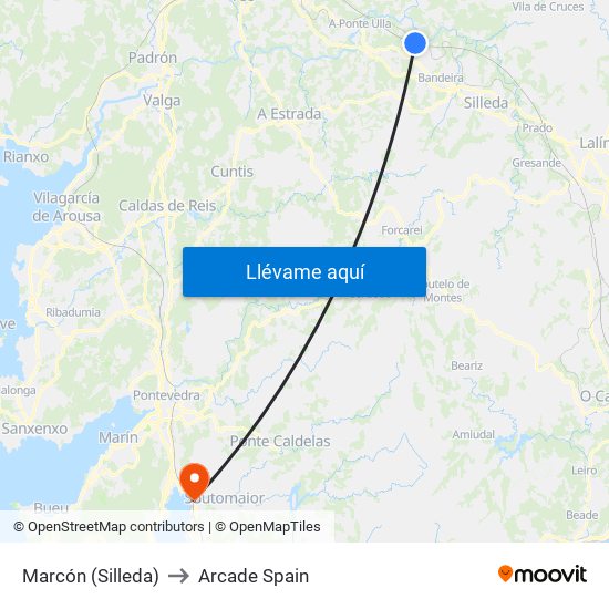 Marcón (Silleda) to Arcade Spain map