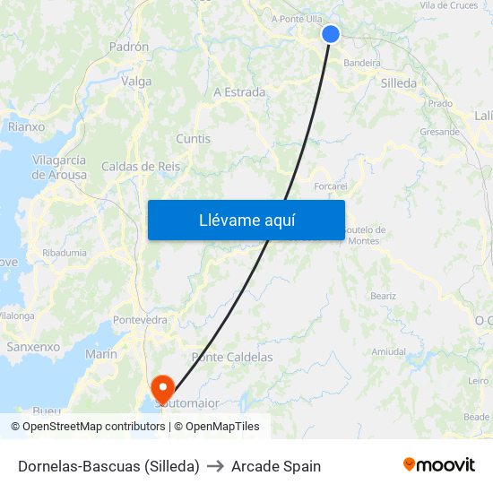 Dornelas-Bascuas (Silleda) to Arcade Spain map