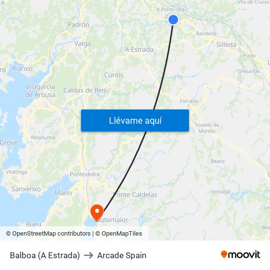 Balboa (A Estrada) to Arcade Spain map