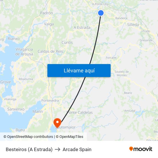 Besteiros (A Estrada) to Arcade Spain map