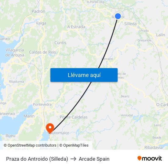 Praza do Antroido (Silleda) to Arcade Spain map