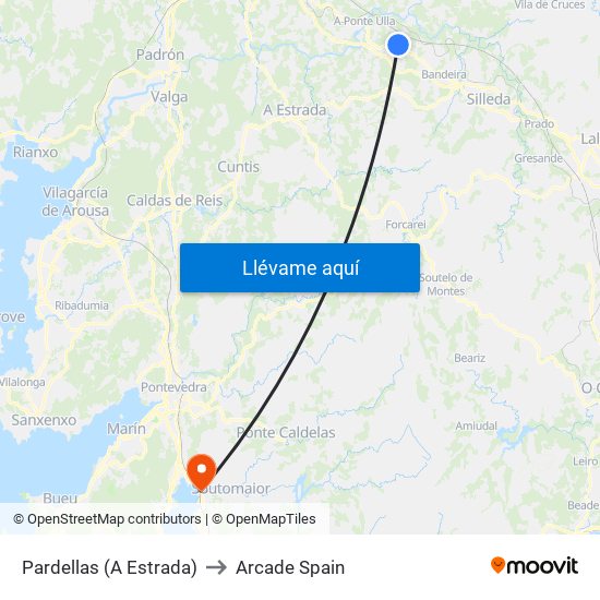 Pardellas (A Estrada) to Arcade Spain map