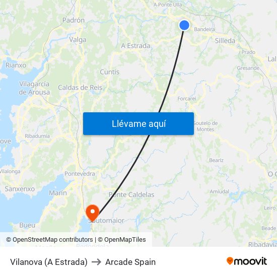Vilanova (A Estrada) to Arcade Spain map
