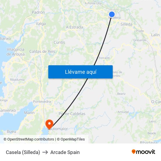 Casela (Silleda) to Arcade Spain map
