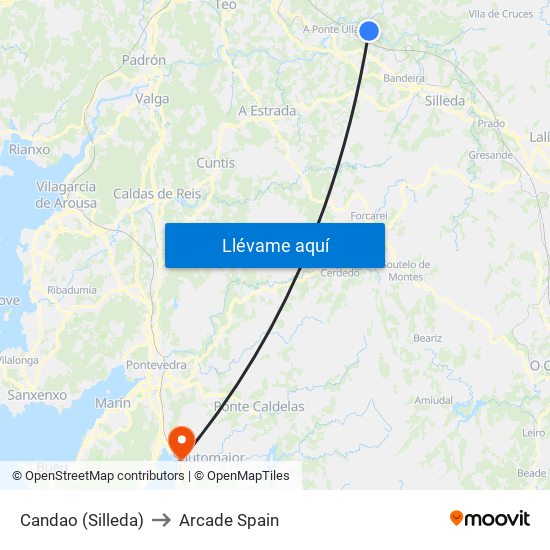 Candao (Silleda) to Arcade Spain map