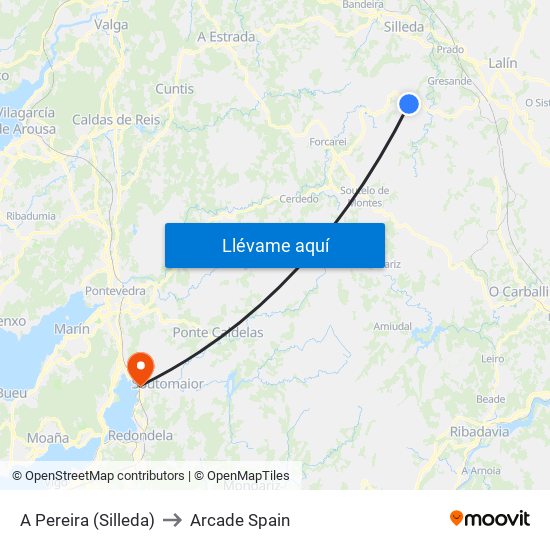 A Pereira (Silleda) to Arcade Spain map
