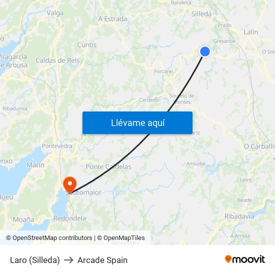 Laro (Silleda) to Arcade Spain map