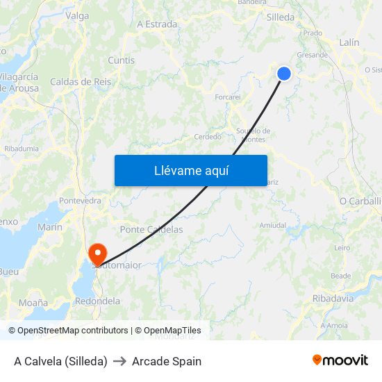 A Calvela (Silleda) to Arcade Spain map