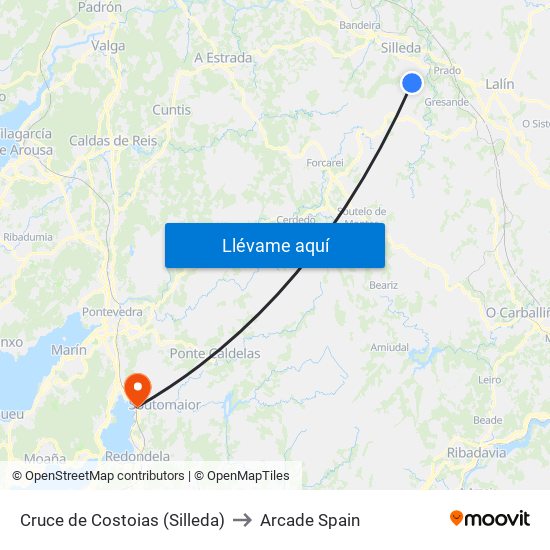 Cruce de Costoias (Silleda) to Arcade Spain map