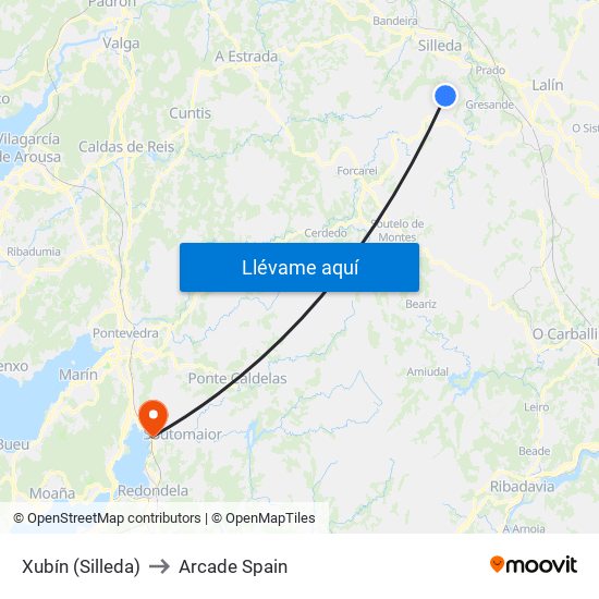 Xubín (Silleda) to Arcade Spain map