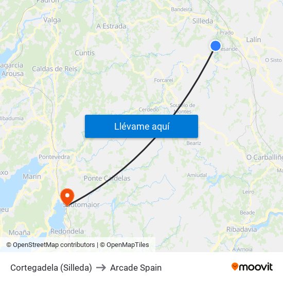 Cortegadela (Silleda) to Arcade Spain map