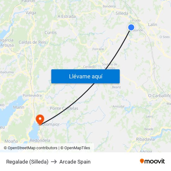 Regalade (Silleda) to Arcade Spain map