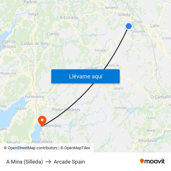 A Mina (Silleda) to Arcade Spain map