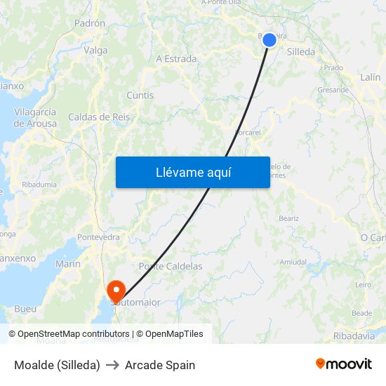 Moalde (Silleda) to Arcade Spain map