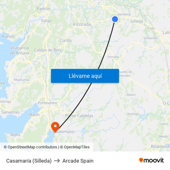 Casamaría (Silleda) to Arcade Spain map