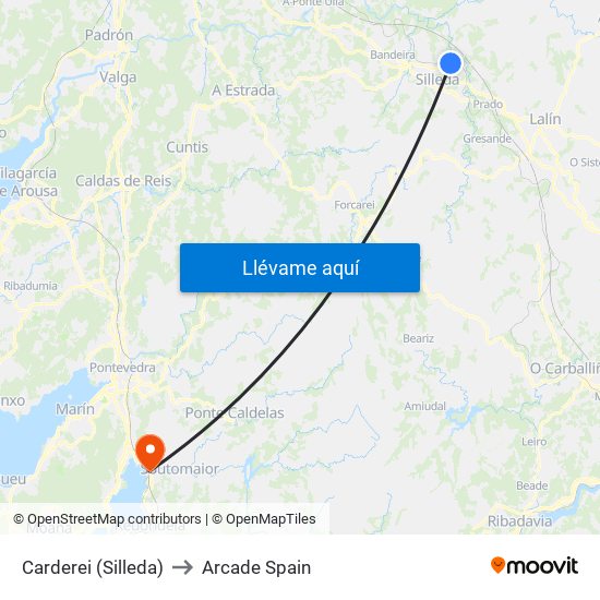 Carderei (Silleda) to Arcade Spain map
