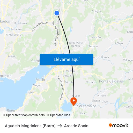 Agudelo-Magdalena (Barro) to Arcade Spain map