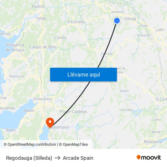 Regodauga (Silleda) to Arcade Spain map