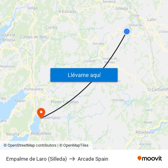 Empalme de Laro (Silleda) to Arcade Spain map