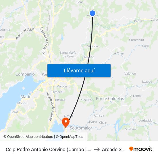 Ceip Pedro Antonio Cerviño (Campo Lameiro) to Arcade Spain map