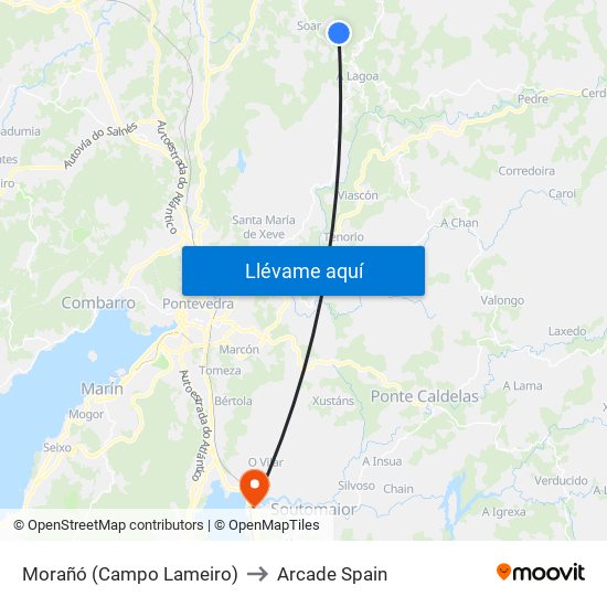 Morañó (Campo Lameiro) to Arcade Spain map