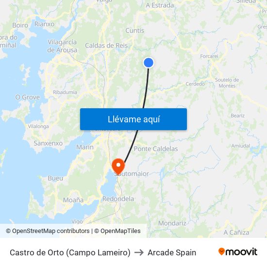 Castro de Orto (Campo Lameiro) to Arcade Spain map