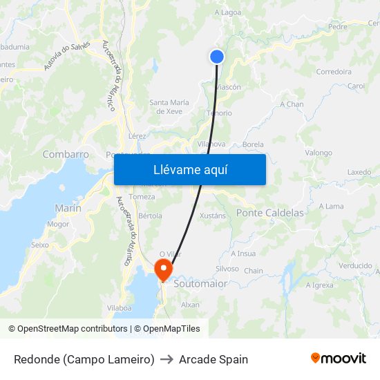 Redonde (Campo Lameiro) to Arcade Spain map