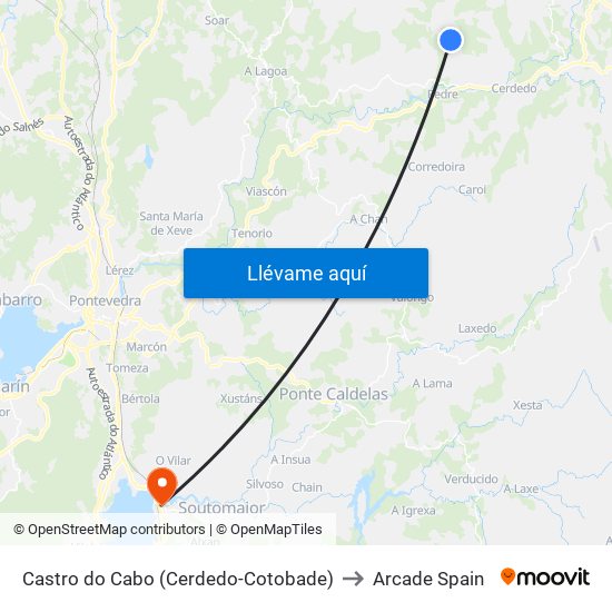 Castro do Cabo (Cerdedo-Cotobade) to Arcade Spain map