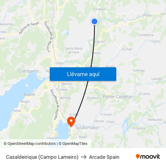 Casaldeirique (Campo Lameiro) to Arcade Spain map